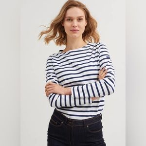 Saint James MINQUIDAME Breton Striped Shirt with Long Sleeve, Size S/M